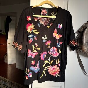 Johnny Was Embroidered Tee